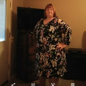 Black w/pink floral design dress